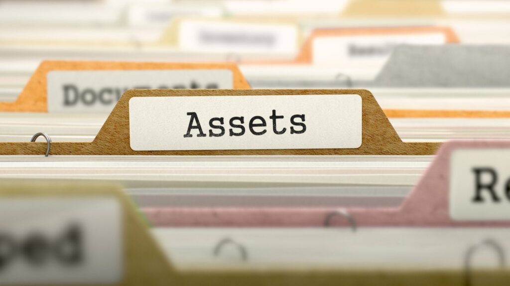 Close-up of a physical file folder labeled "Assets," nestled among others, hinting at the meticulous organization akin to LaGrange Estate Planning or Hinsdale Wills.